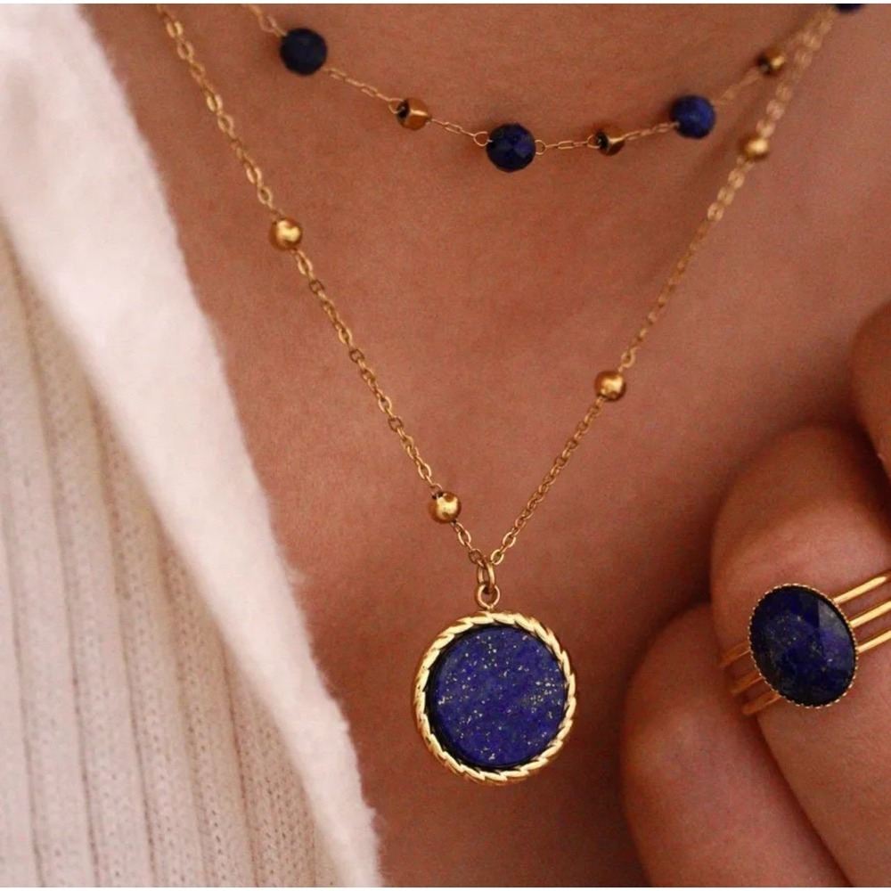 Titanium Steel 14K Gold Plated Elegant Lady Plating Inlay Round Twist | BLUE